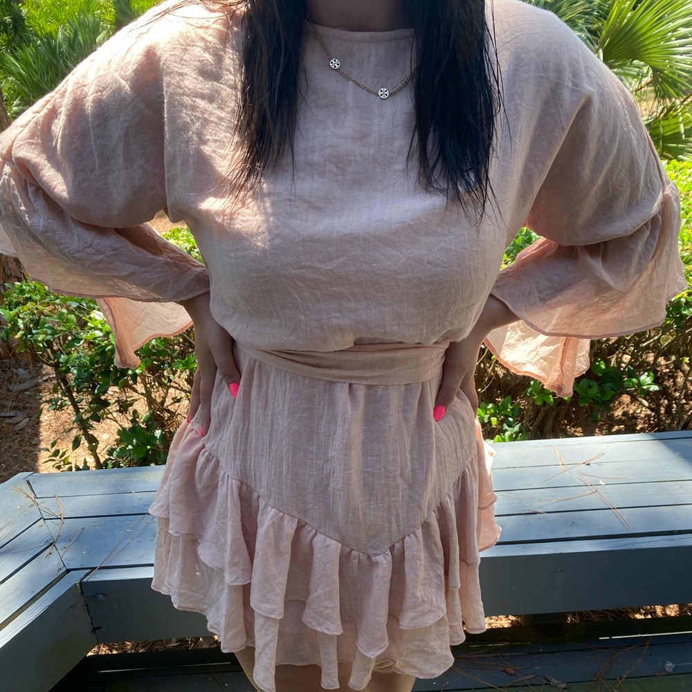 pink ruffle dress